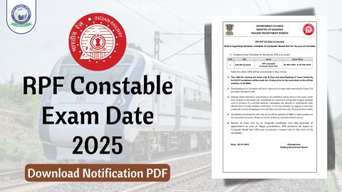 RPF Constable Exam Date 2025 Released @rrbcdg.gov.in