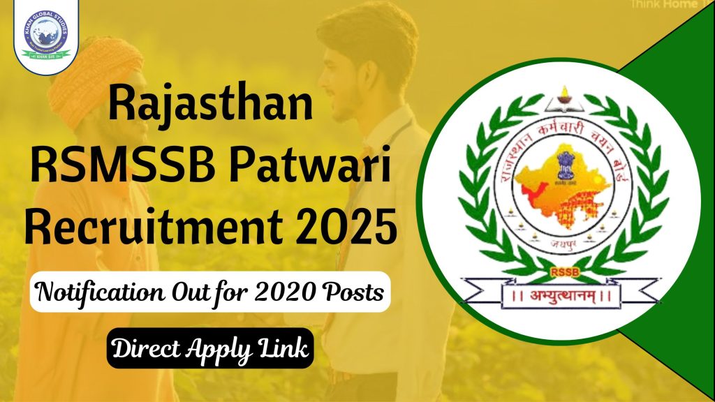 Rajasthan RSMSSB Patwari Recruitment 2025: Notification Out