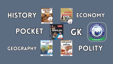 Set of 5 books by Khan Sir covering History, Polity, Geography, Economy – Hindi Edition.