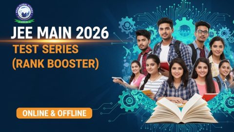 Students solving problems in the Rank Booster JEE 2026 online and offline test series for better results.