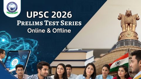 Students taking the KGS UPSC Prelims 2026 Offline Test Series in a classroom.